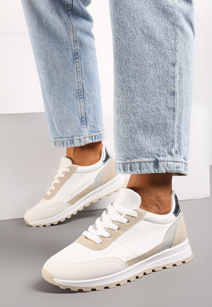 Białe Sznurowane Sneakersy przed Kostkę Kiea 3