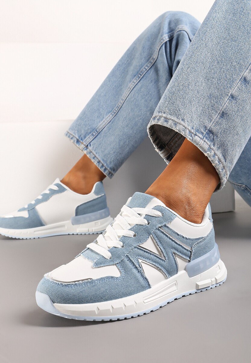 Sneakers Albastru-Alb cu Șiret și Inserții Metalice Remarie 1