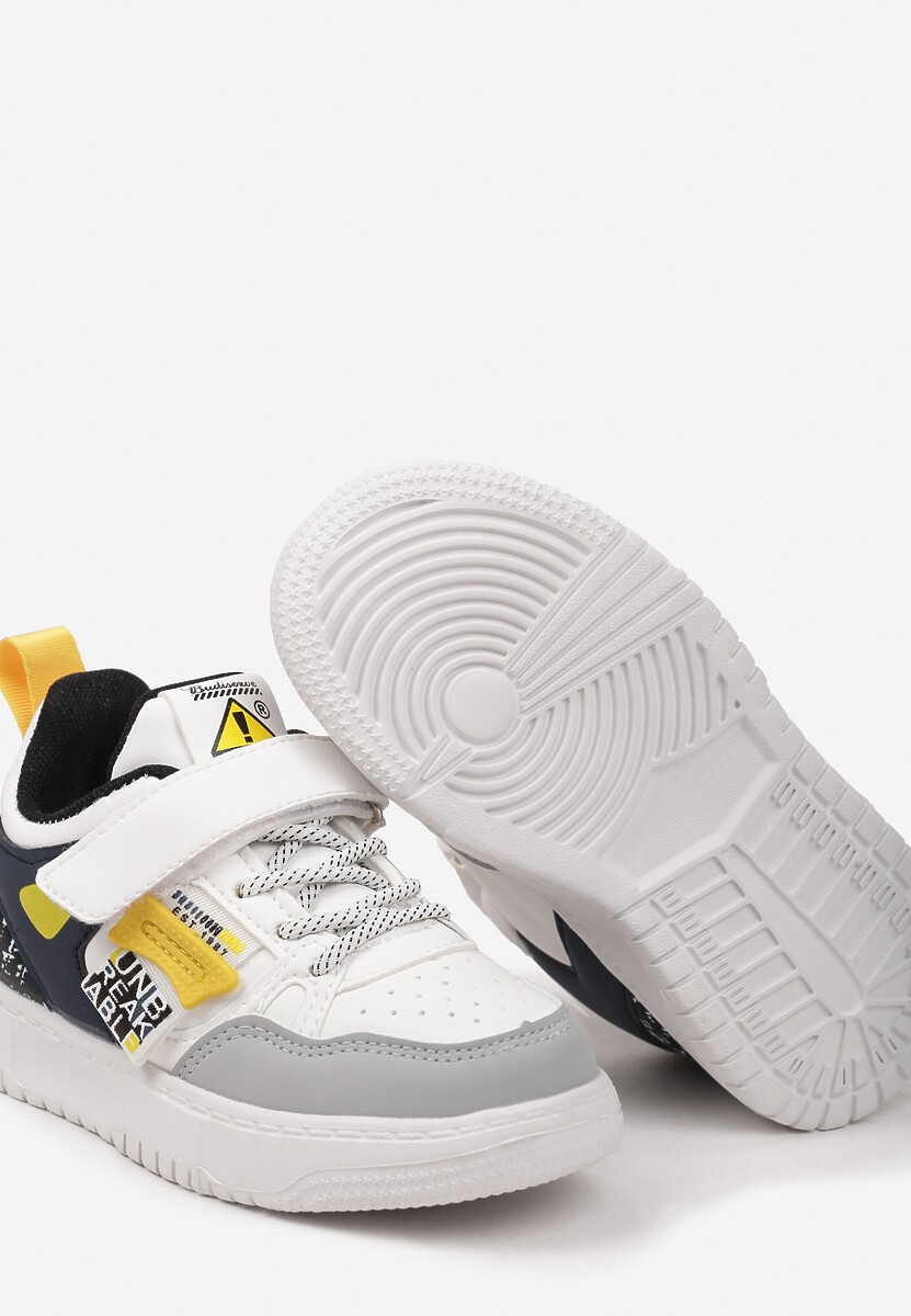 Biało-Szare Płaskie Buty Sportowe Sneakersy z Ozdobnym Napisem i Skórzaną Wkładką Silavona 3