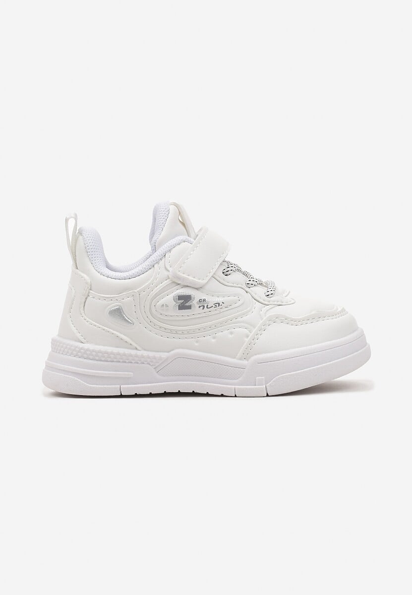 Białe Płaskie Buty Sportowe Sneakersy z Geometrycznym Wzorem Adevea 1