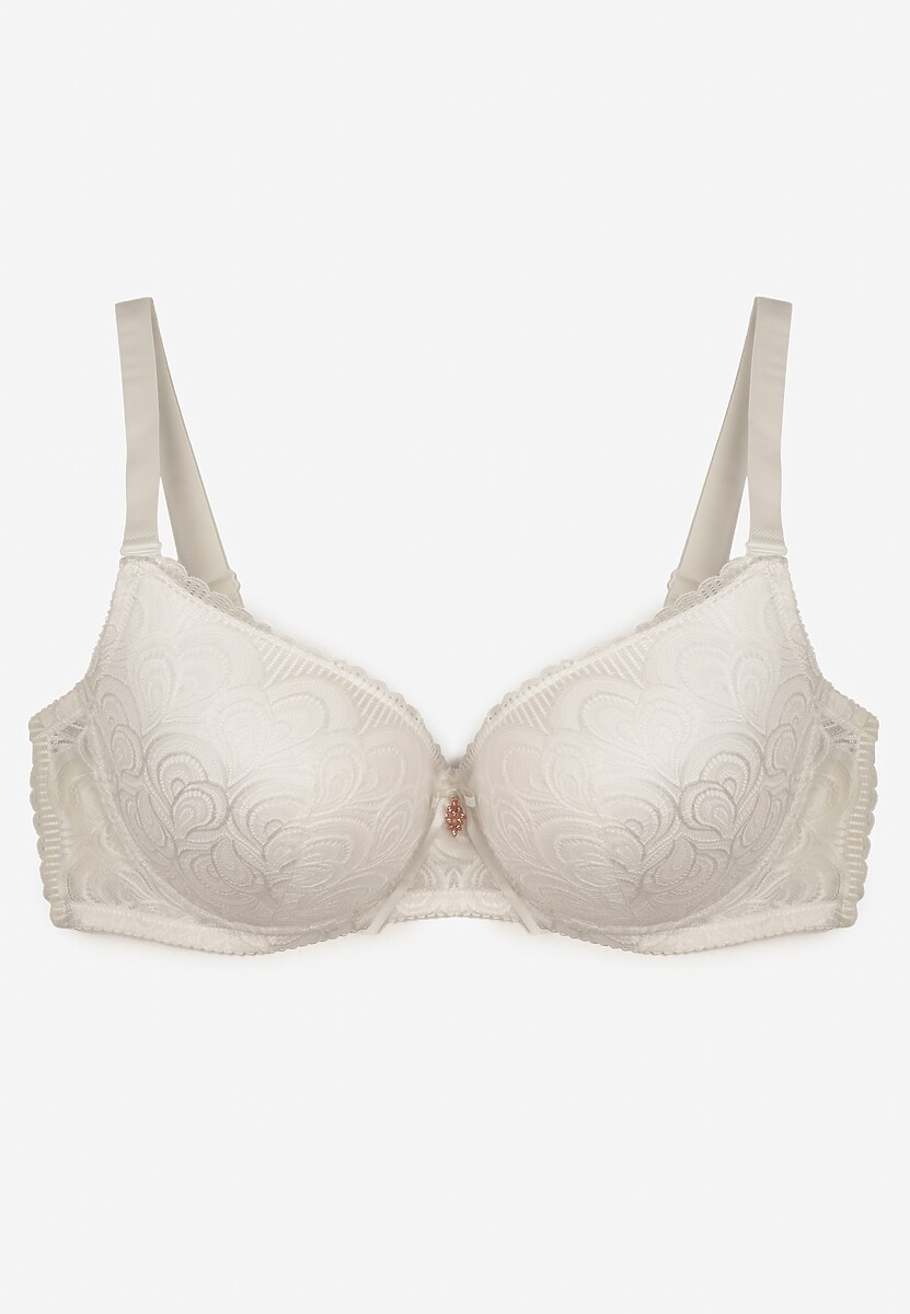 Sutien bej deschis Full Cup cu dantelă decorat cu pandantiv cu zirconiu Eanessa 2