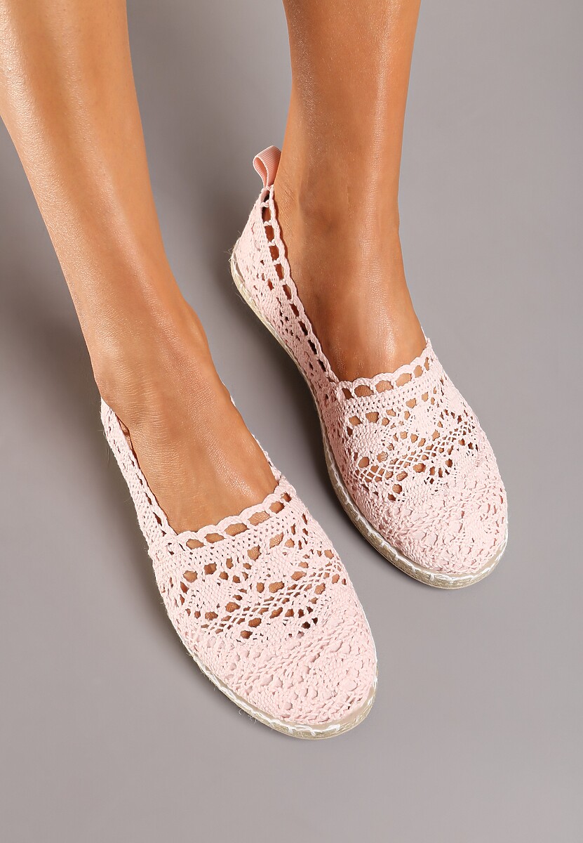 Espadrile roz pe talpa plata captusite cu piele ecologica si decorate cu impletitura Vladessa 1