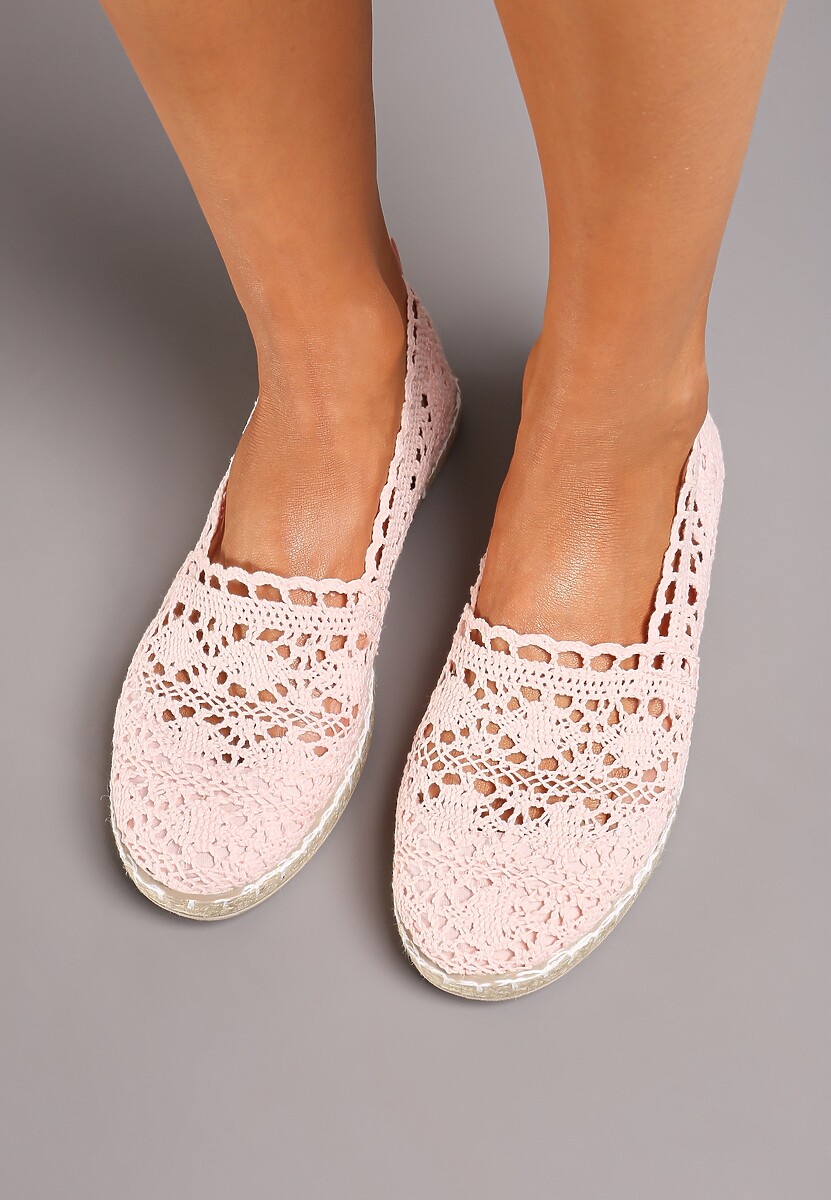 Espadrile roz pe talpa plata captusite cu piele ecologica si decorate cu impletitura Vladessa 2