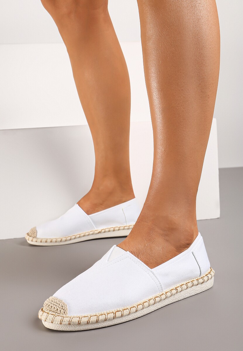 Espadrile Albe Plate Intrare Usoara Impletitura Moaxia 1