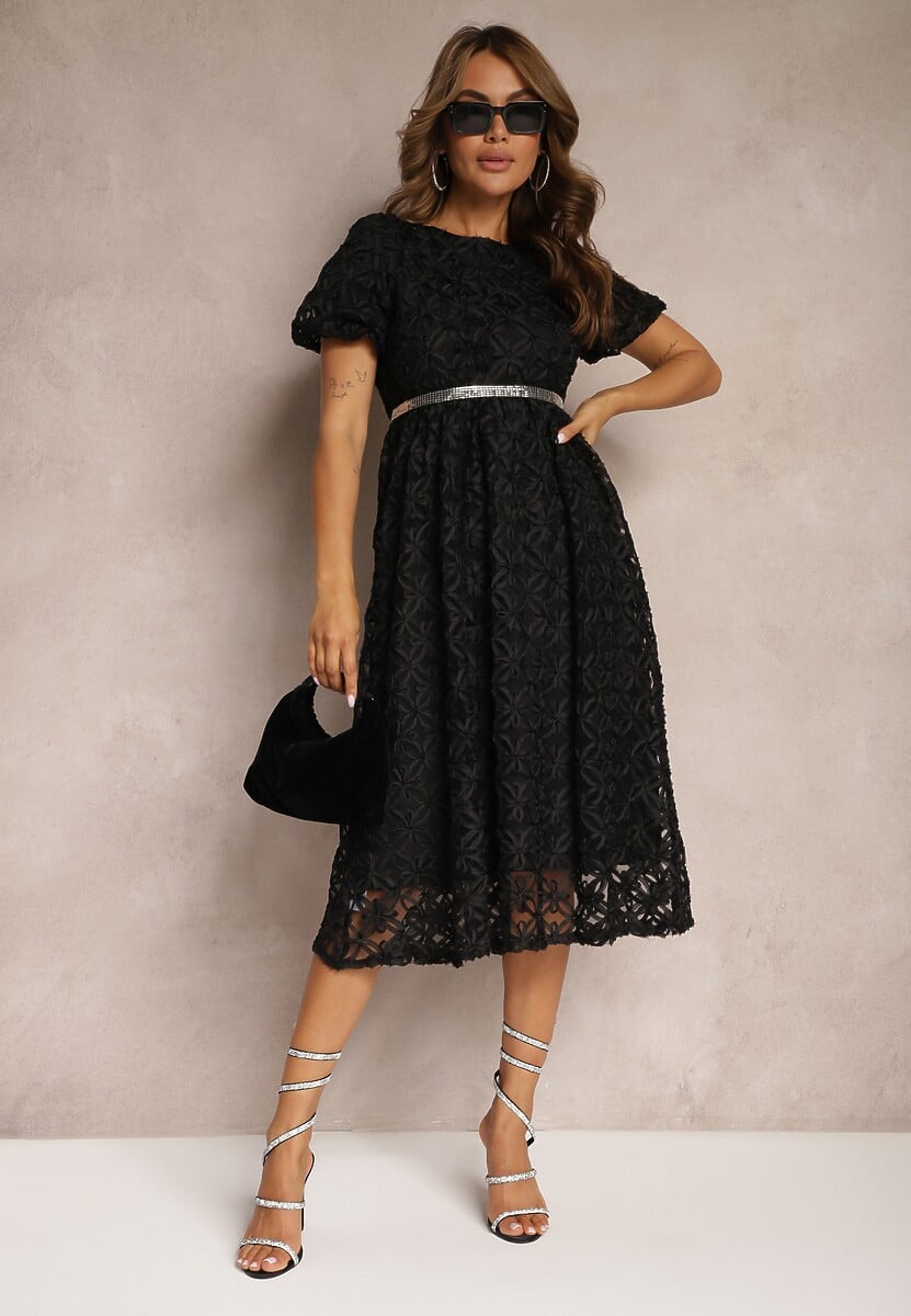 Rochie Neagră cu Tul cu Model Zorbia Cloș 2