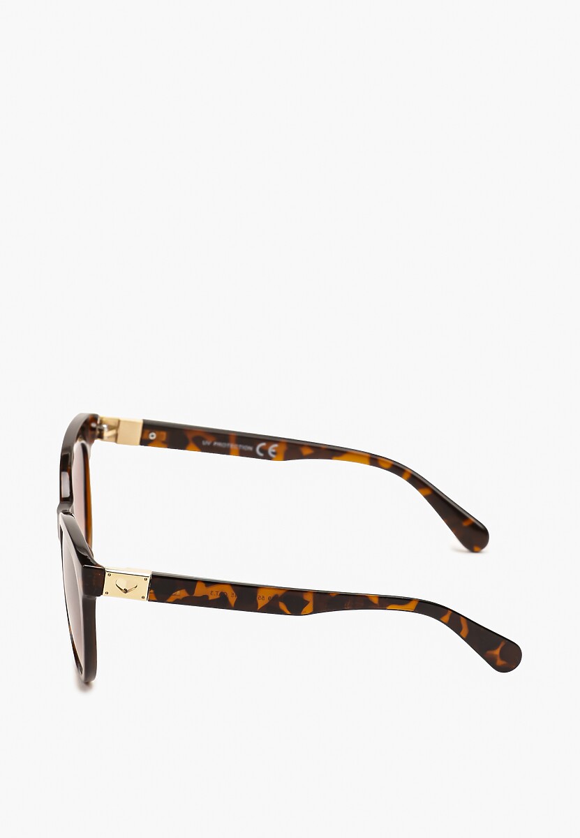 Ochelari de soare maro închis Cat Eye cu inserție metalică și barete Levintta 2