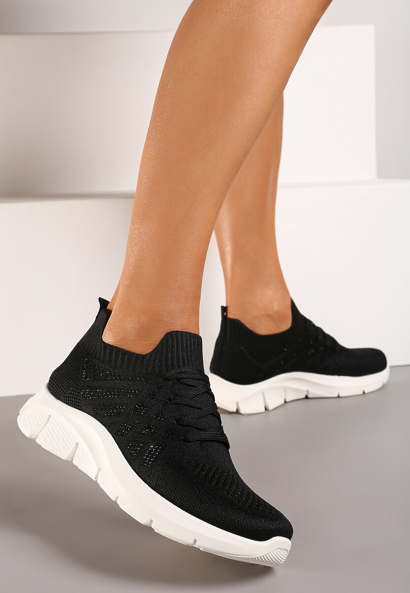 Pantofi sport negri cu carâmb elastic și branț din piele naturală Rantia 1