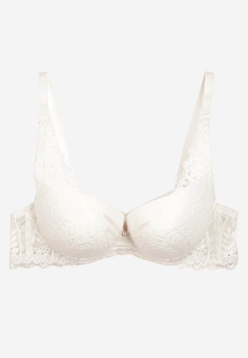 Sutien bej deschis cu efect push-up și dantelă Ivmeria 2