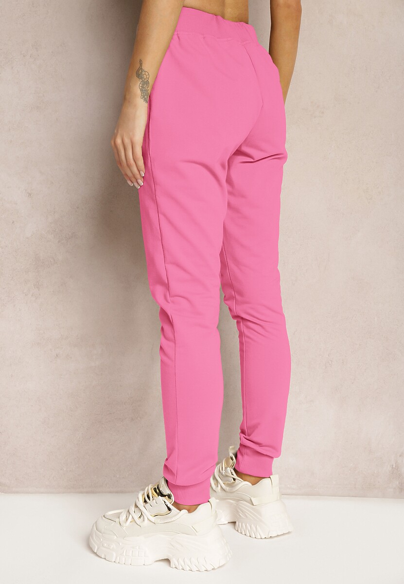 Pantaloni roz din trening Ivemia cu elastic în talie 3