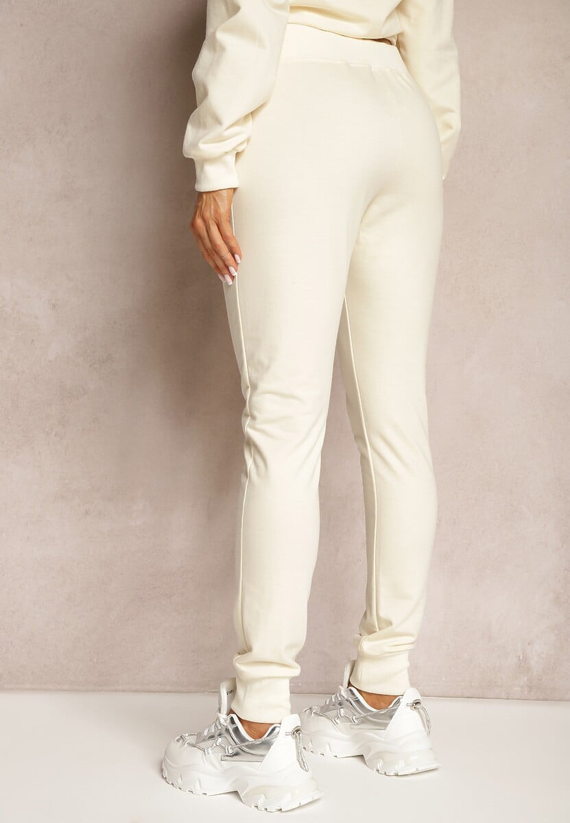 Pantaloni sport bej deschis croi clasic cu elastic în talie Ivemia 3