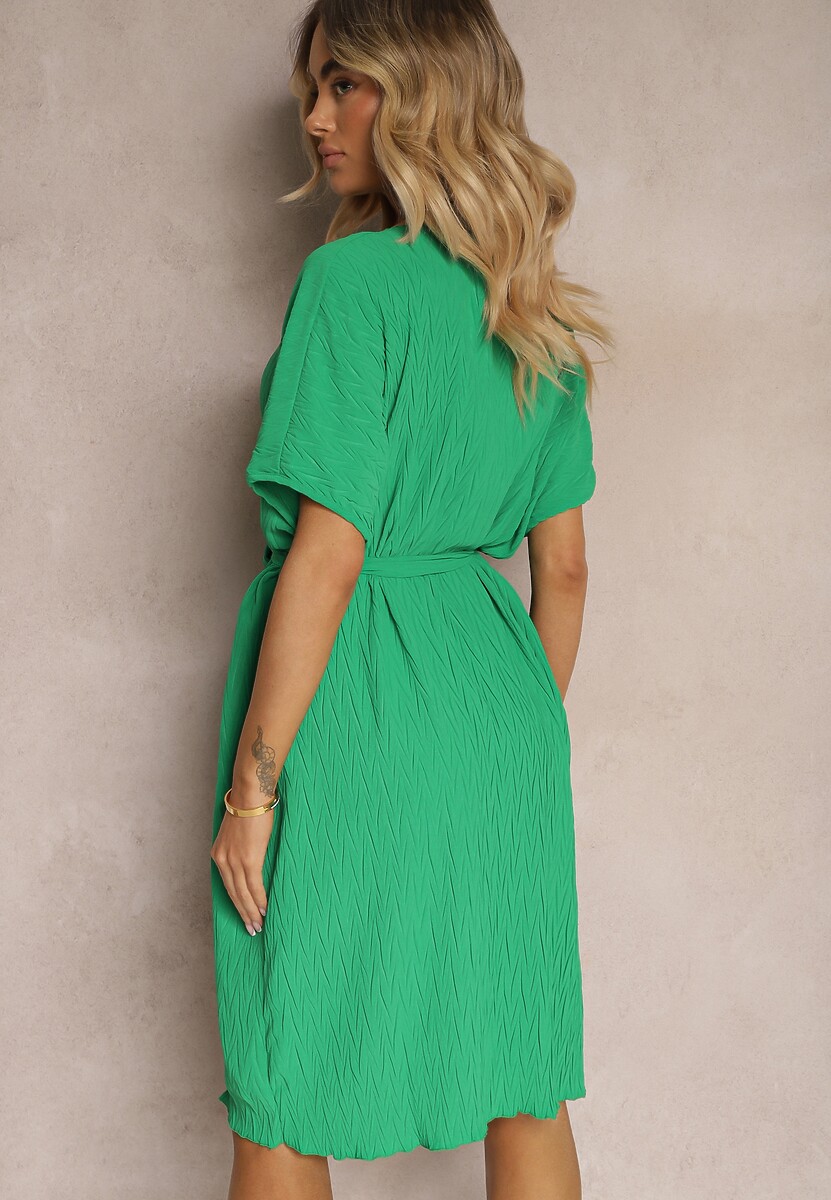 Rochie Verde cu Cutie Junolia Legată în Talie 3