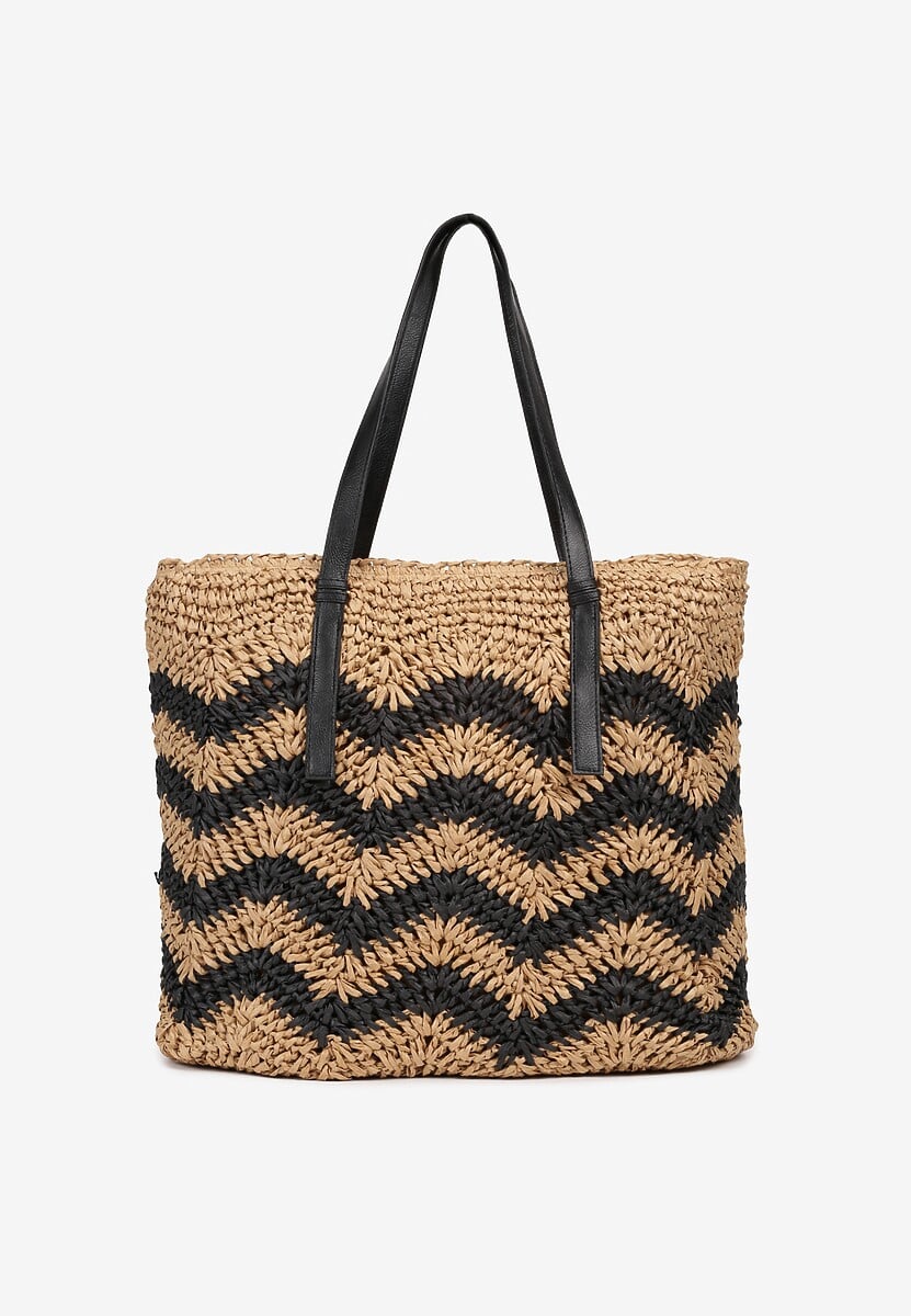 Poșetă bej cu mânere în stil boho și împletitură Torpia 1