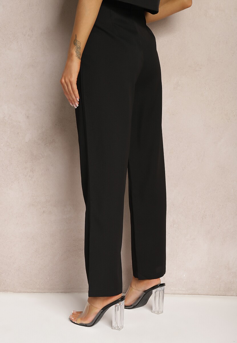 Pantaloni eleganti negri Vonlea cu croială largă 3