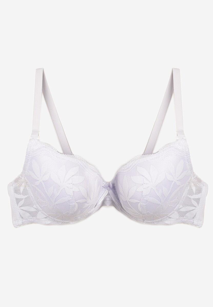 Sutien tip balconette alb cu dantelă Ellanis 2