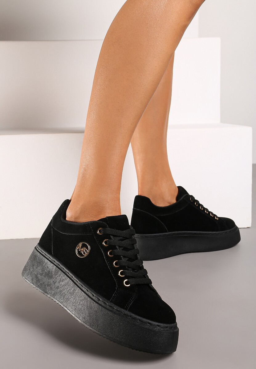 Sneakers Negri pe Platformă Uniformă cu Aplicație Discretă Tavea 2