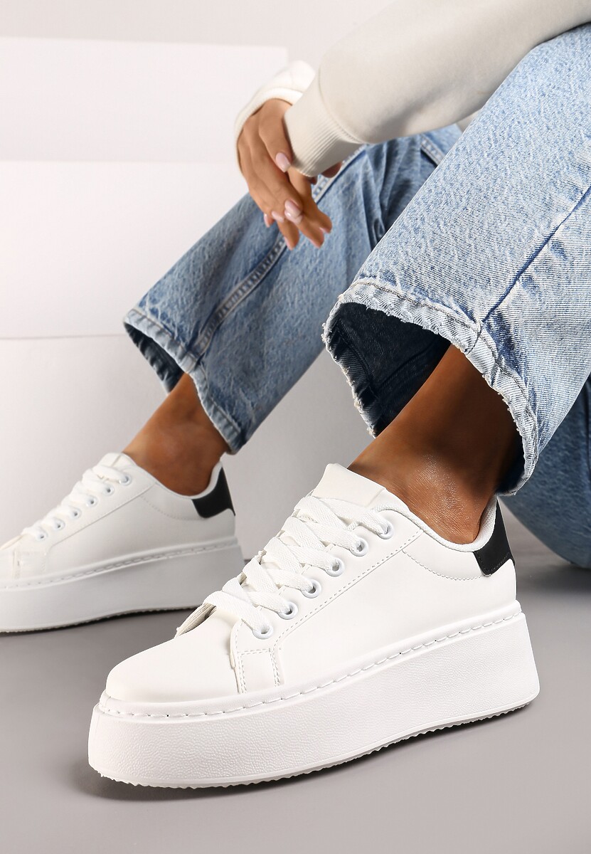 Biało-Czarne Basicowe Sneakersy na Platformie Tiaeliana 1