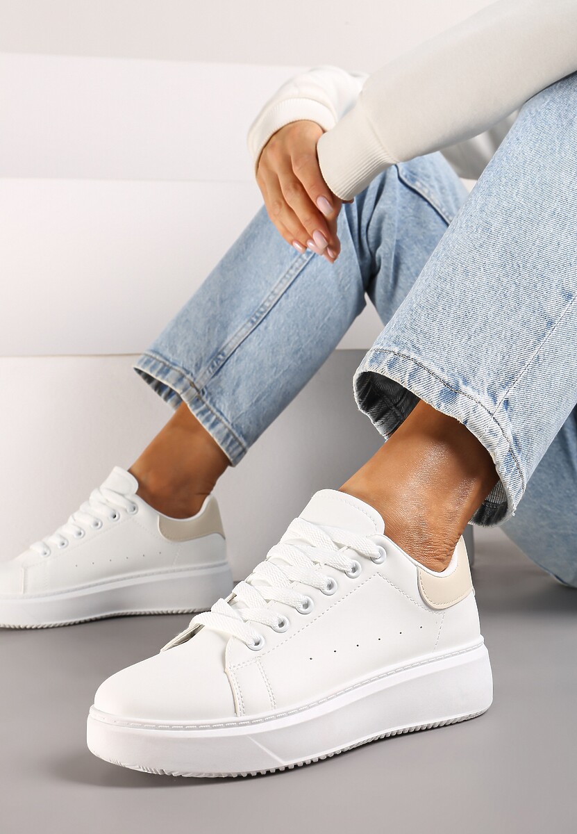 Sneakers Tialorae Alb cu bej 2