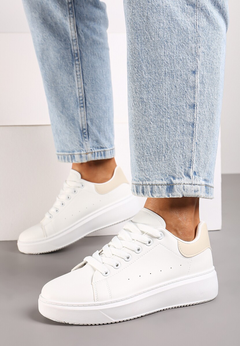 Sneakers Tialorae Alb cu bej 3