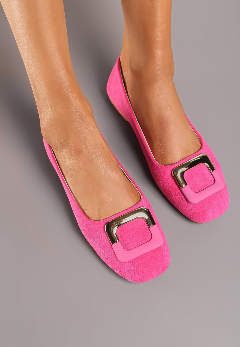 Fucsia Casual Balerini Talpă Joasă Aplicație Metalică Chrissti 1