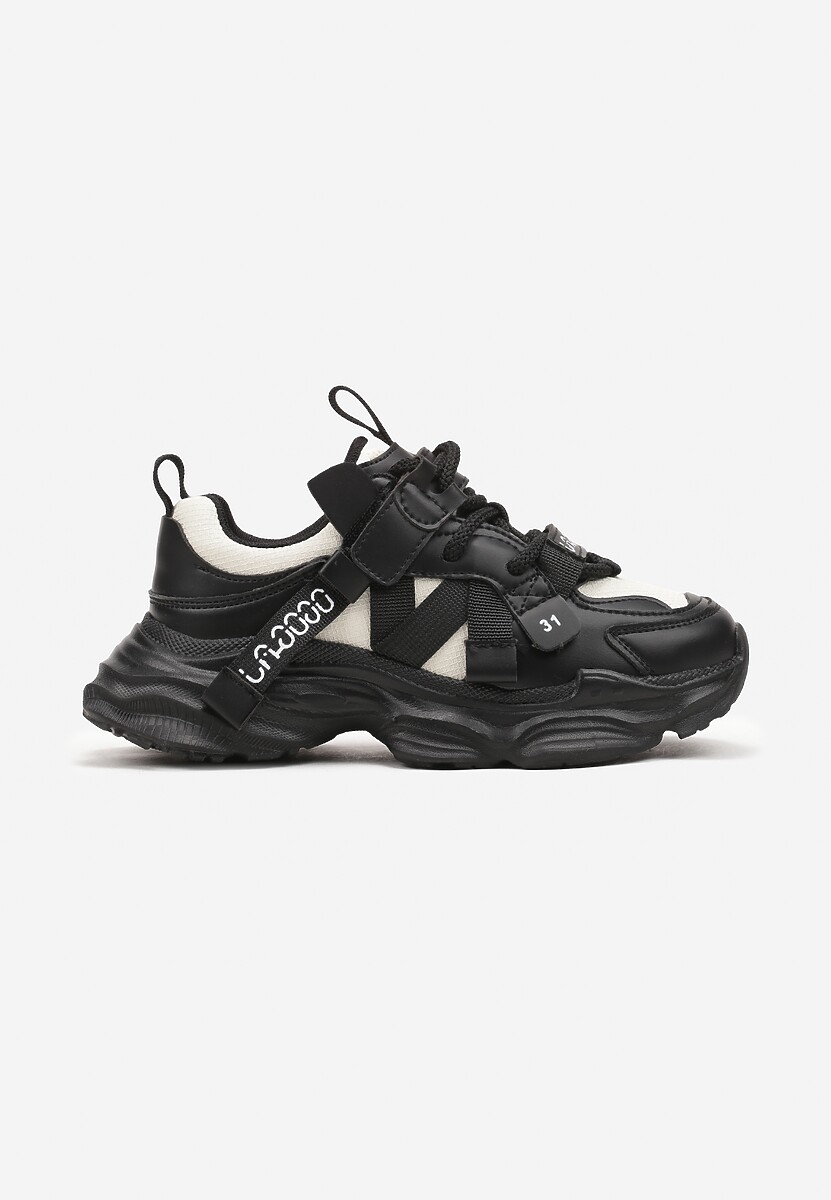 Czarne Buty Sportowe Sneakersy na Tłoczonej Piankowej Podeszwie z Zapięciem na Rzep Benilora 1