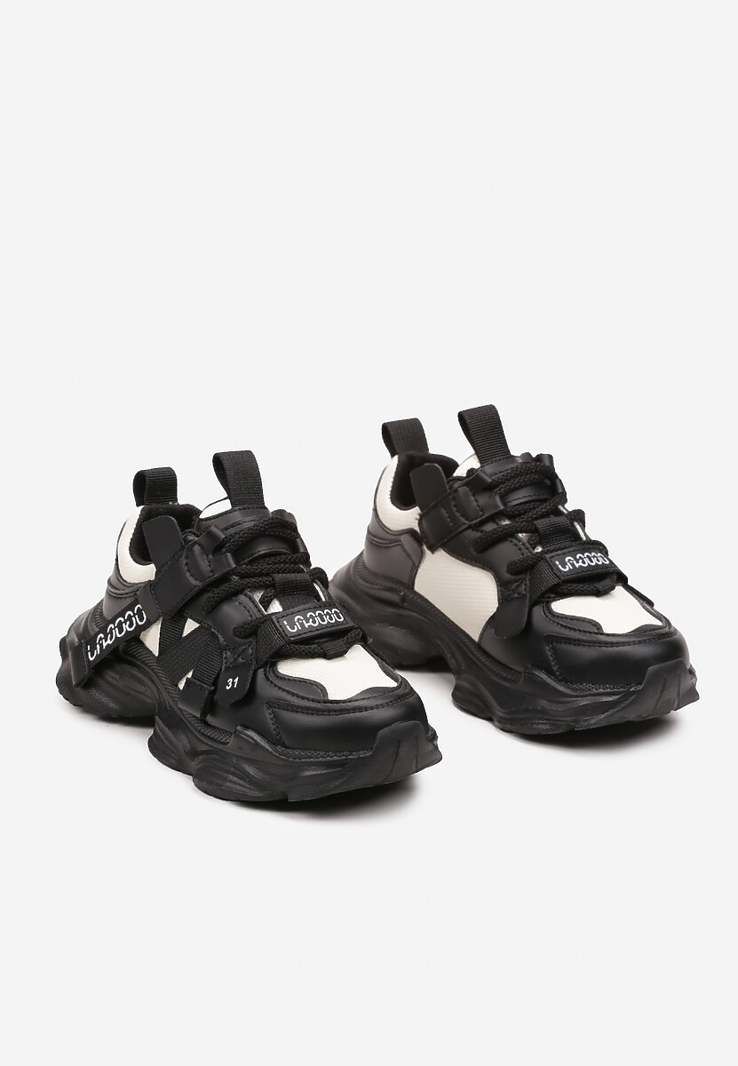 Czarne Buty Sportowe Sneakersy na Tłoczonej Piankowej Podeszwie z Zapięciem na Rzep Benilora 2