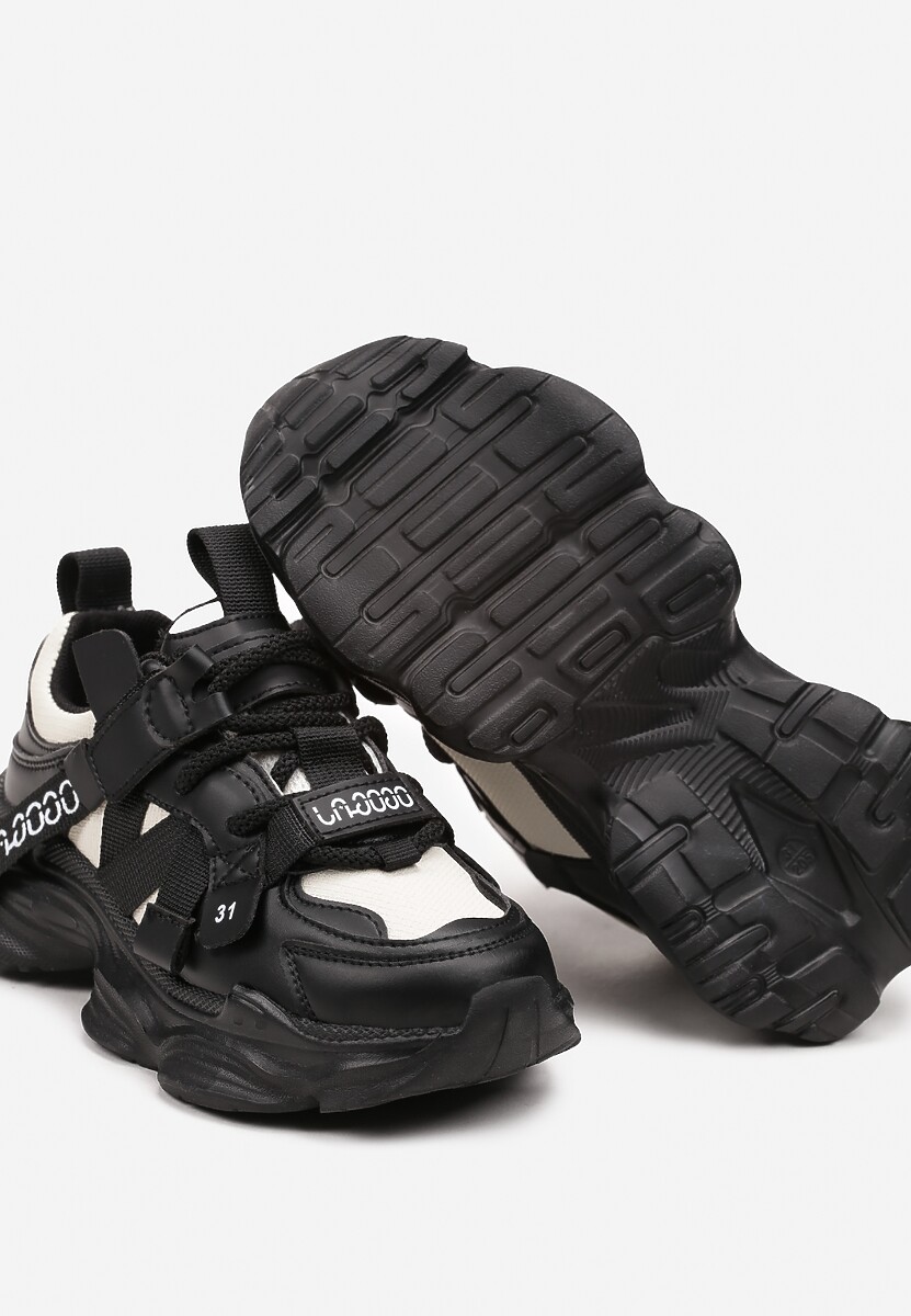 Czarne Buty Sportowe Sneakersy na Tłoczonej Piankowej Podeszwie z Zapięciem na Rzep Benilora 3
