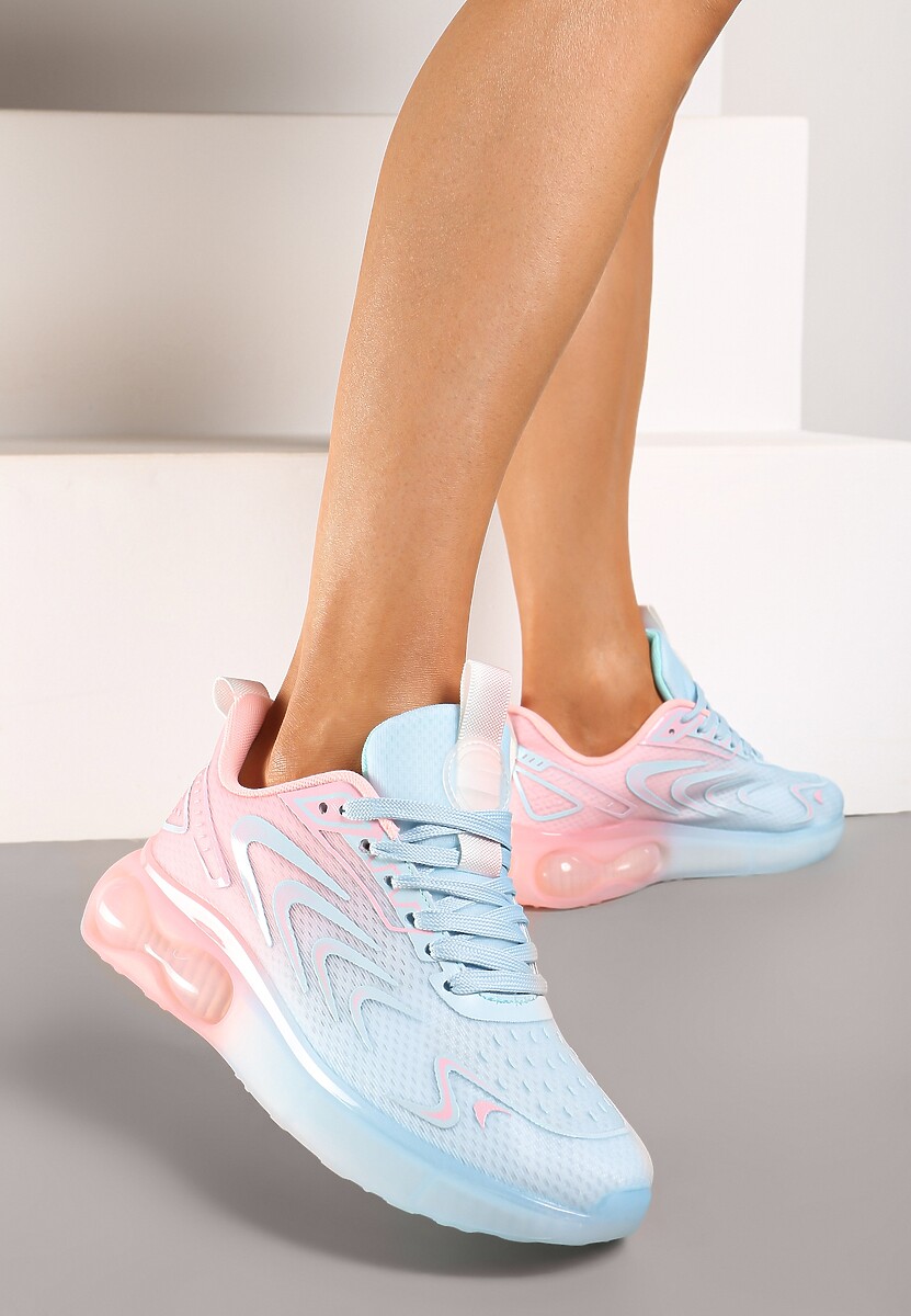 Niebiesko-Różowe Buty Sportowe Sneakersy na Płaskiej Podeszwie ze Sznurowaniem Risannie 1