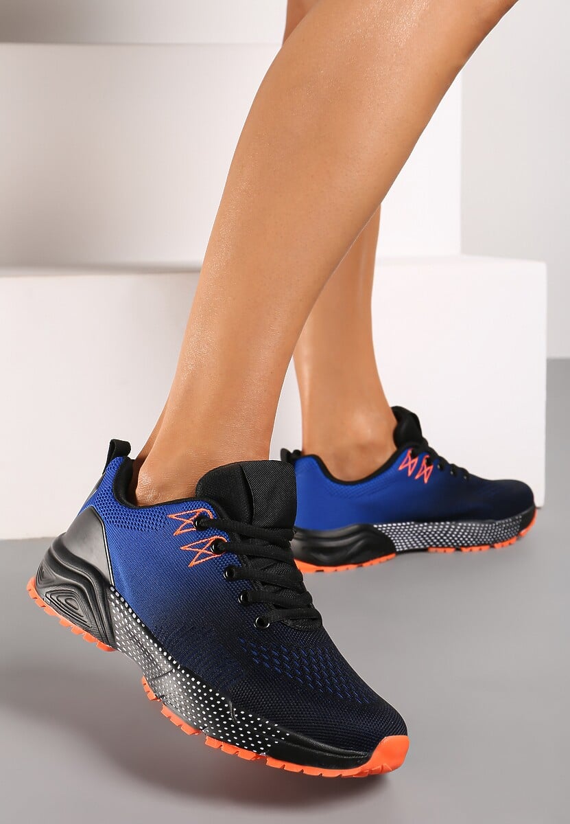 Granatowo-Niebieskie Buty Sportowe Sneakersy na Płaskiej Podeszwie ze Sznurowaniem Risaila 1