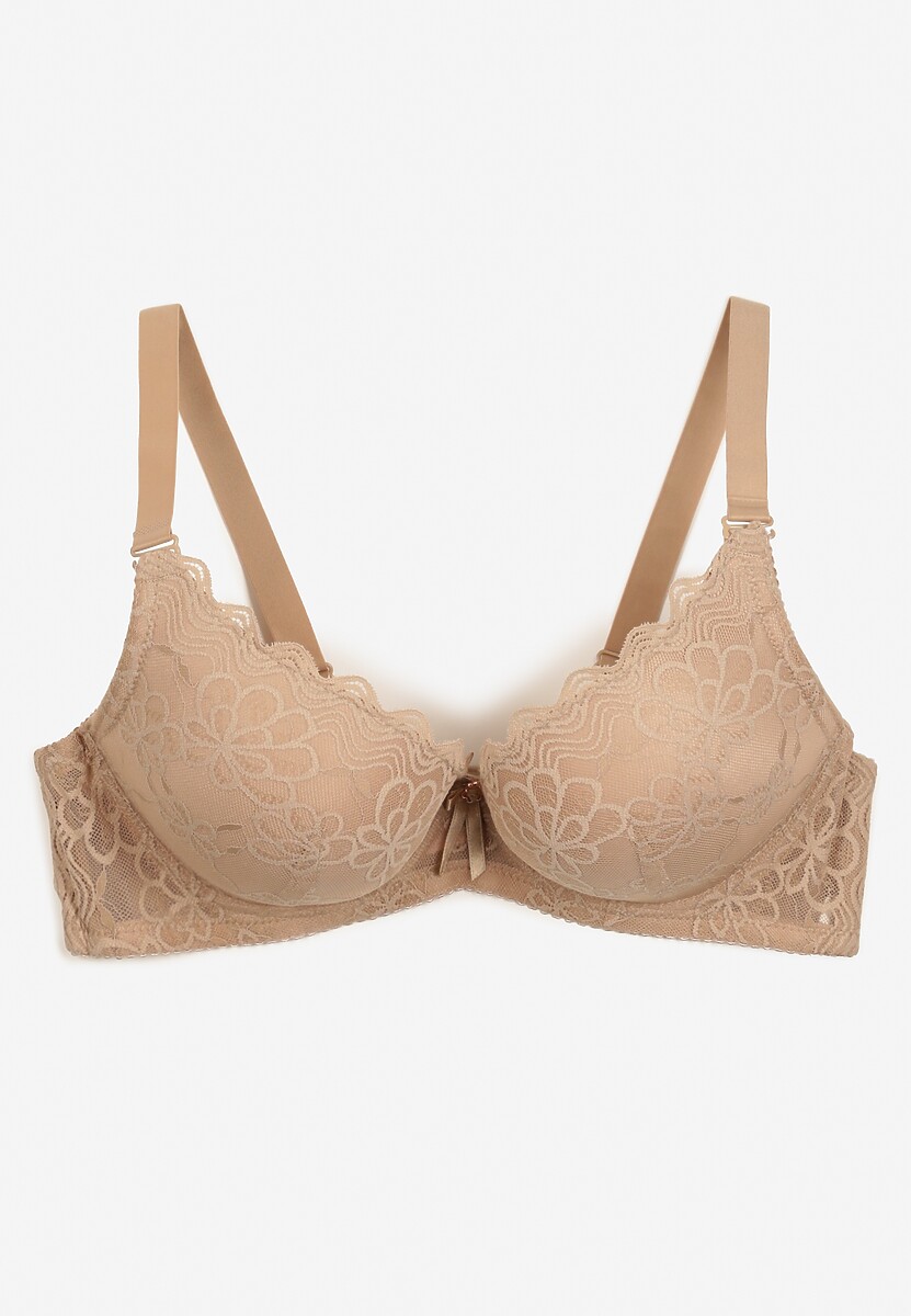Sutien Push-Up Chrisalia din Dantelă Bej Închis 2