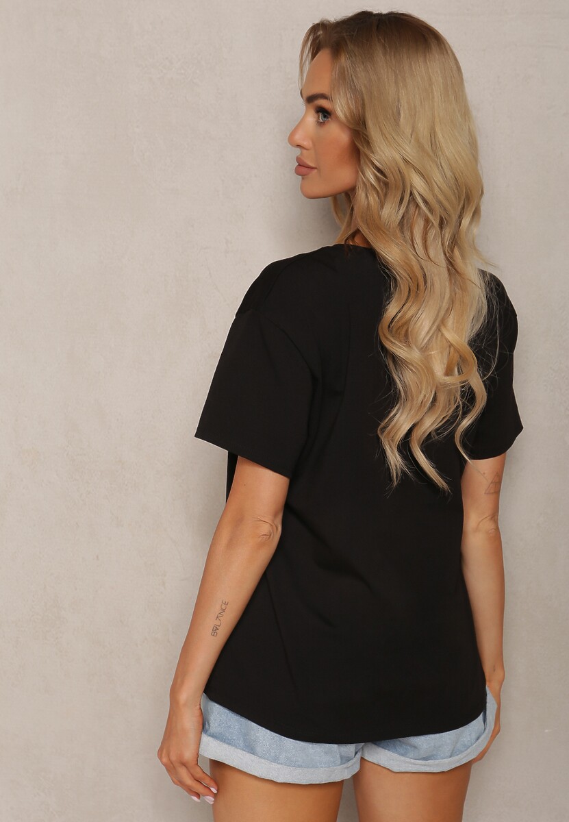 Tricou Negru din Bumbac cu Imprimeu Decorativ în Formă de Ursuleț Opallea 3