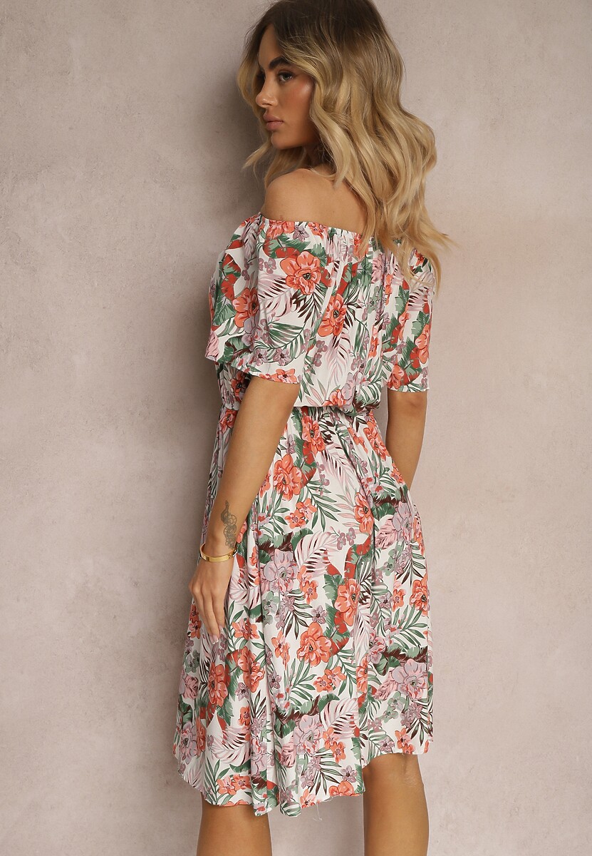 Rochie alb-portocaliu din bumbac cu imprimeu floral Dimizama
Renee.com.ro 3