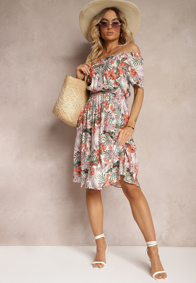 Rochie alb-portocaliu din bumbac cu imprimeu floral Dimizama
Renee.com.ro 2