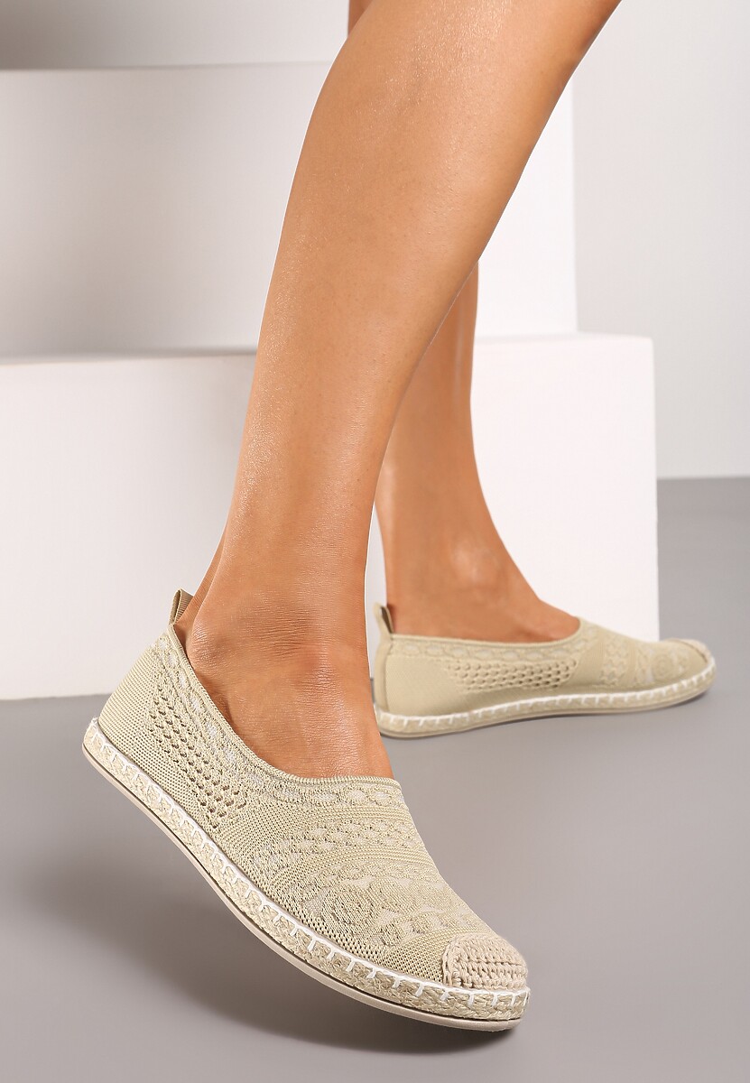 Jasnobeżowe Espadryle na Płaskiej Podeszwie w Stylu Boho Dimzela 1