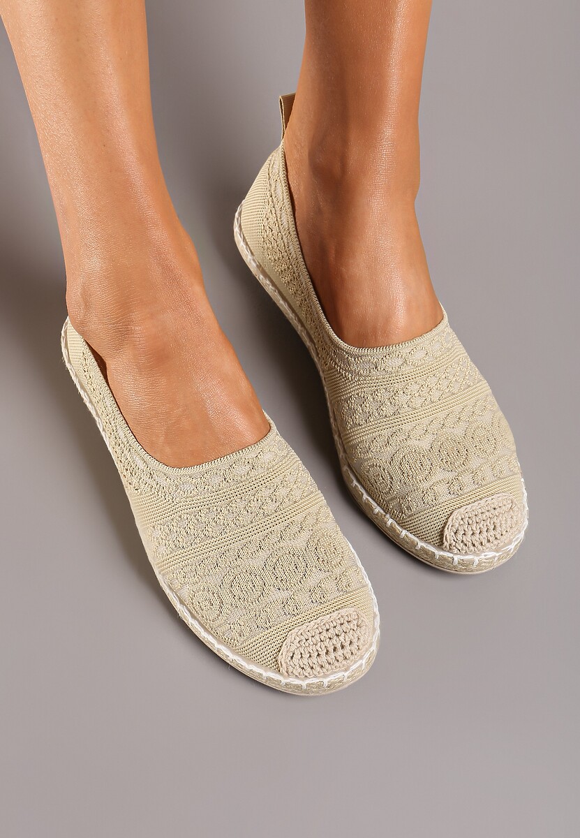 Jasnobeżowe Espadryle na Płaskiej Podeszwie w Stylu Boho Dimzela 3