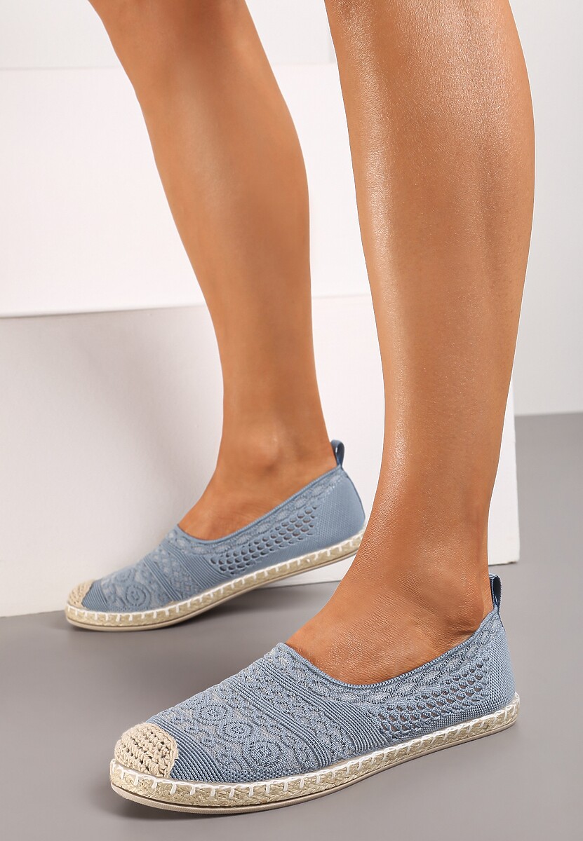 Niebieskie Espadryle na Płaskiej Podeszwie w Stylu Boho Dimzela 2