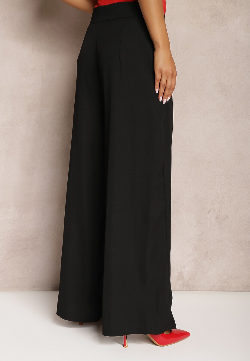Pantaloni largi negri stil costum talie înaltă Rissetto 3