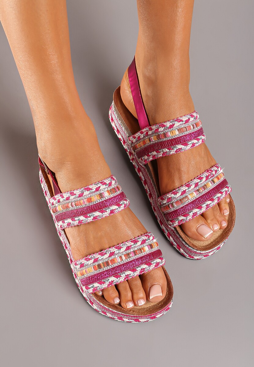 Sandale Boho Fucsia cu Talpă Joasă și Cataramă Ascetta 3