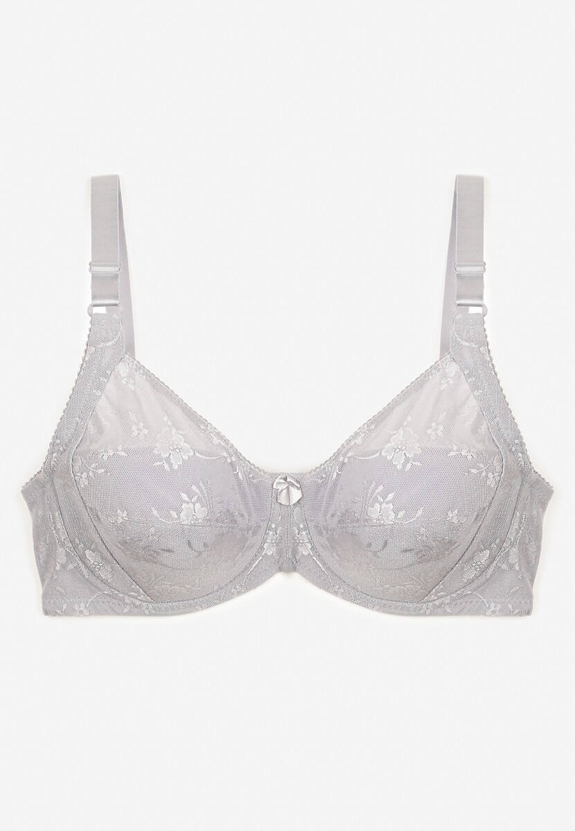 Sutien Gri Deschis Cu Dantelă Full Cup Cu Bretele Reglabile Dimela 1