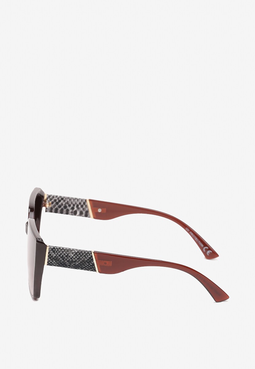Ochelari de soare maro cu rame largi și decorațiuni metalice Sollange 2