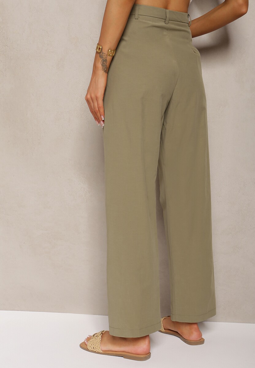 Pantaloni verzi din bumbac Befia cu croială largă 3