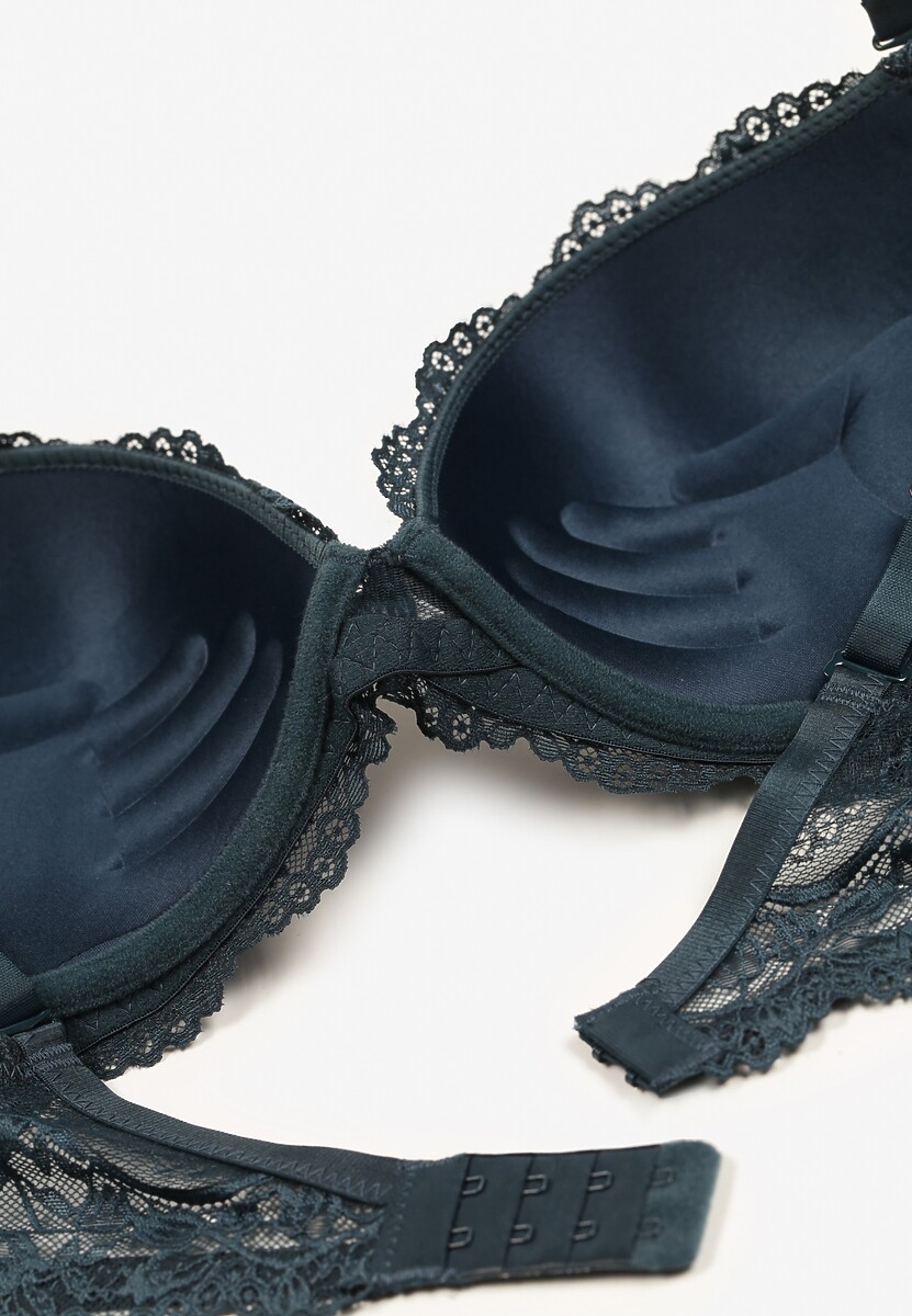 Sutien Push-Up Verde Închis cu Dantelă Felagia 2