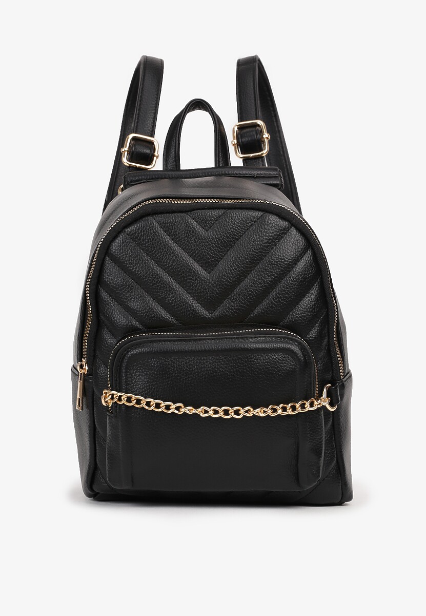 Rucsac Negru Decorat cu Lanț și Matlasare Kolaggia 1