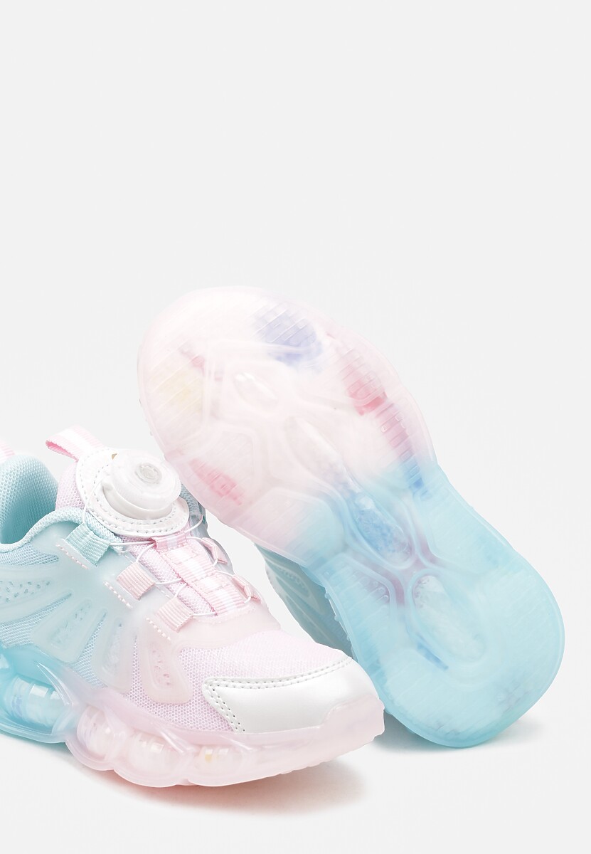 Różowo-Niebieskie Buty Sportowe Sneakersy na Płaskiej Tłoczonej Podeszwie z Pokrętłem Calanovia 3