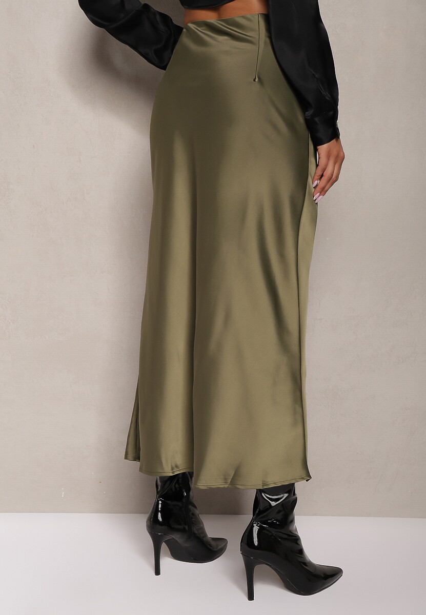 Zielona Spódnica o Kopertowym Kroju High Waist Onadea 3
