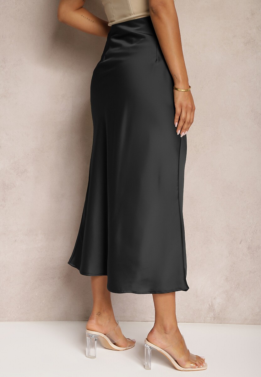 Czarna Spódnica o Kopertowym Kroju High Waist Onadea 3