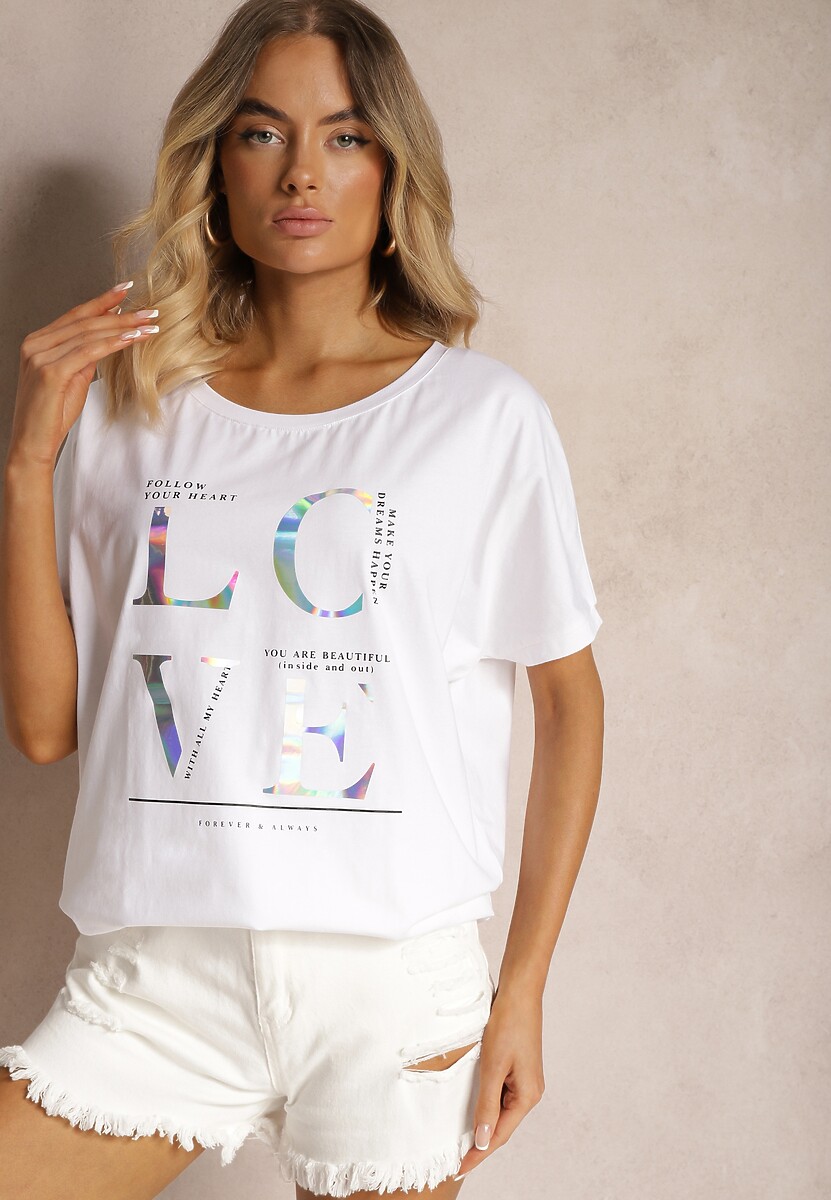 Tricou Bumbac Alb Imprimeu Metalic Nolinea 2