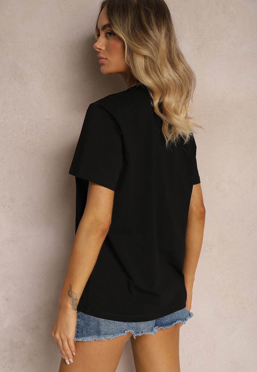 Tricou negru din bumbac cu imprimeu animalier Risabell 3