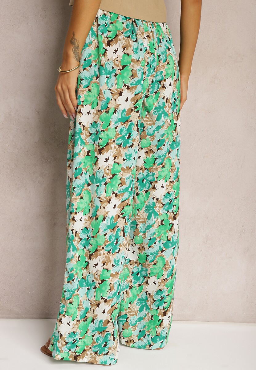 Zielone Spodnie z Szerokimi Nogawkami High Waist Eiren 3