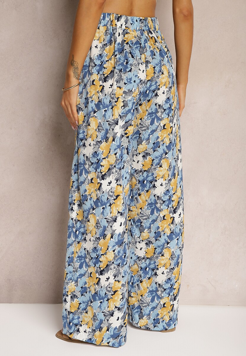 Niebieskie Spodnie z Szerokimi Nogawkami High Waist Eiren 3
