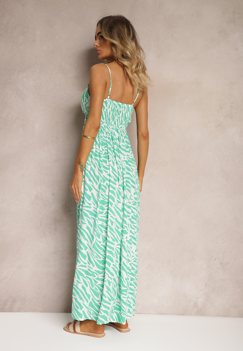 Zielona Taliowana Sukienka Letnia z Wiskozy Wenivia 3